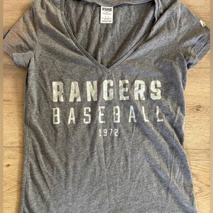 Texas Rangers Baseball Gray PINK Victoria’s Secret Shirt SMALL